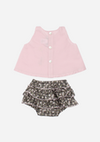 Fairy Top & Floral Ruffle Bottom, Mauve and Bark Floral